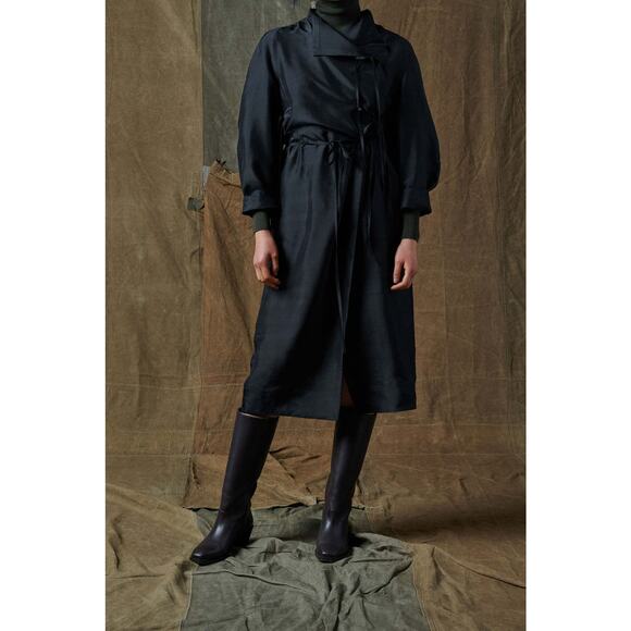 Soeur Susie Silk Kimono Belted Wrap Dress Black Small Luxury Lagenlook Designer - Picture 1 of 11